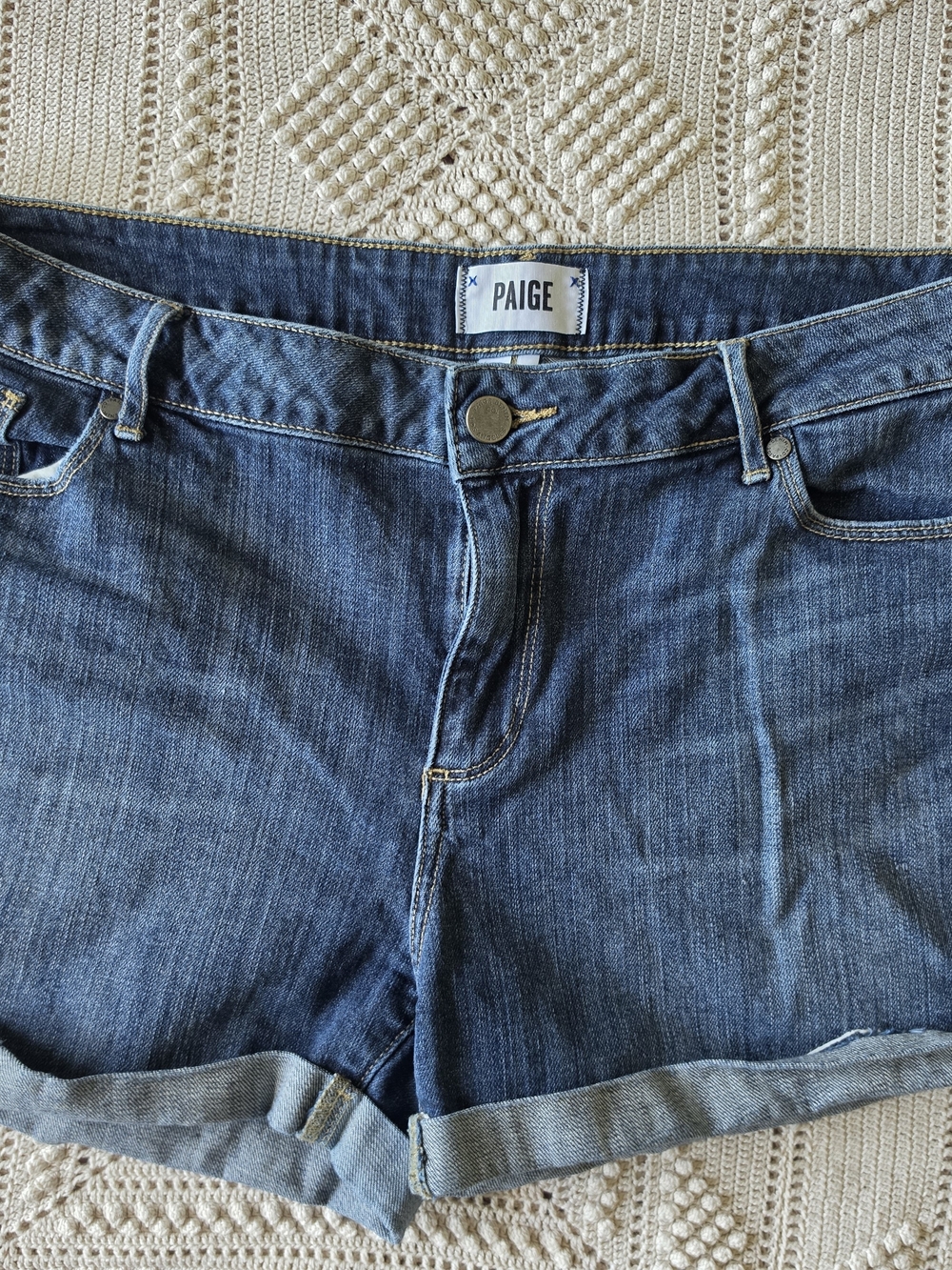 PAIGE Classic Indigo Denim Shorts